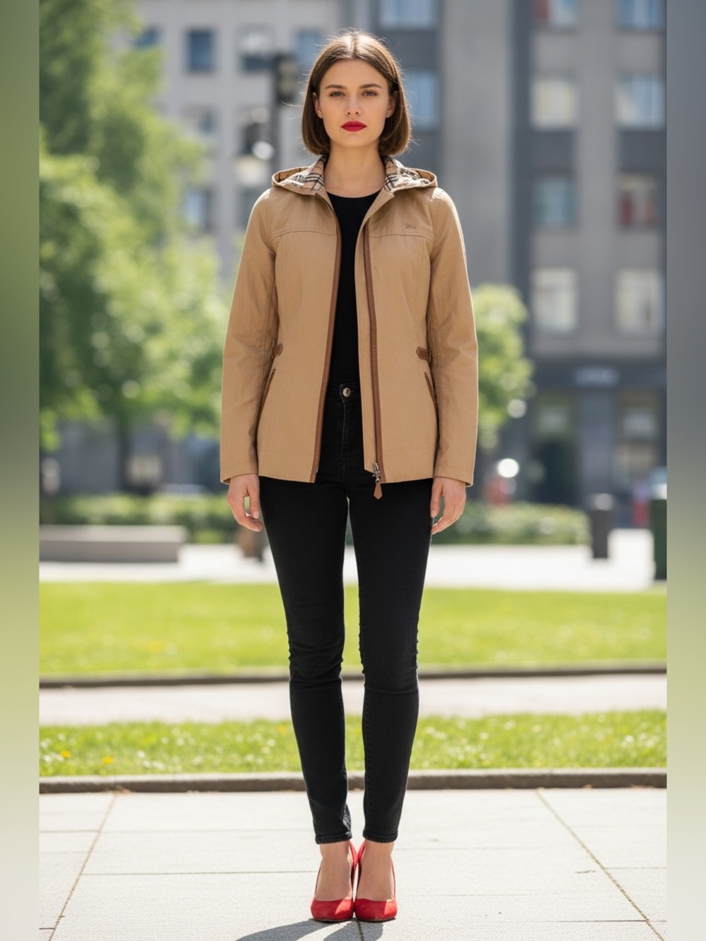 Burberry Women's Hooded Utility Jacket in Tan
